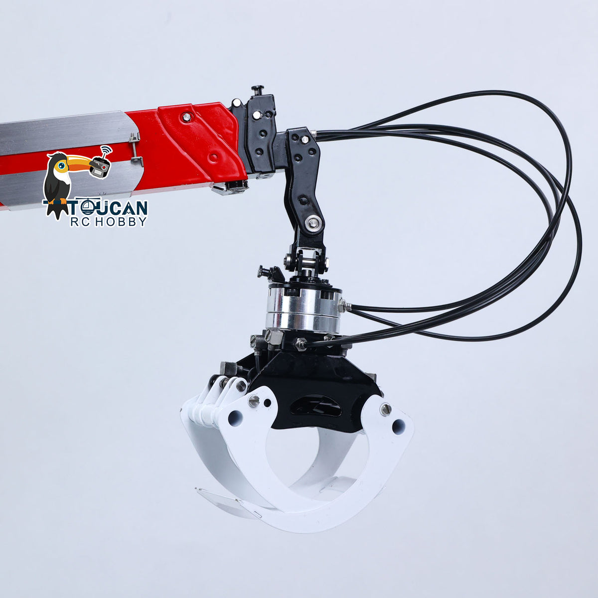 TOUCAN 1/14 RC Tractor Truck Hydraulic Log Grab Close‑Up, Rotary Claw Structure, Hydraulic Hose Assembly For Log Grabbing Operation