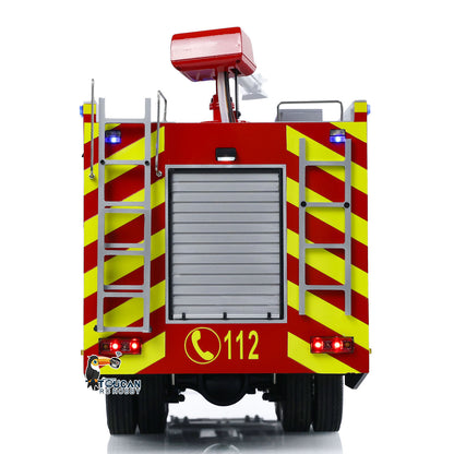 TOUCAN YLL 1/14 RC 6x4 PS007 Fire Truck Straight Rear View, Rear Access Ladder, Roller Shutter Door, Taillight And 112 Emergency Decal