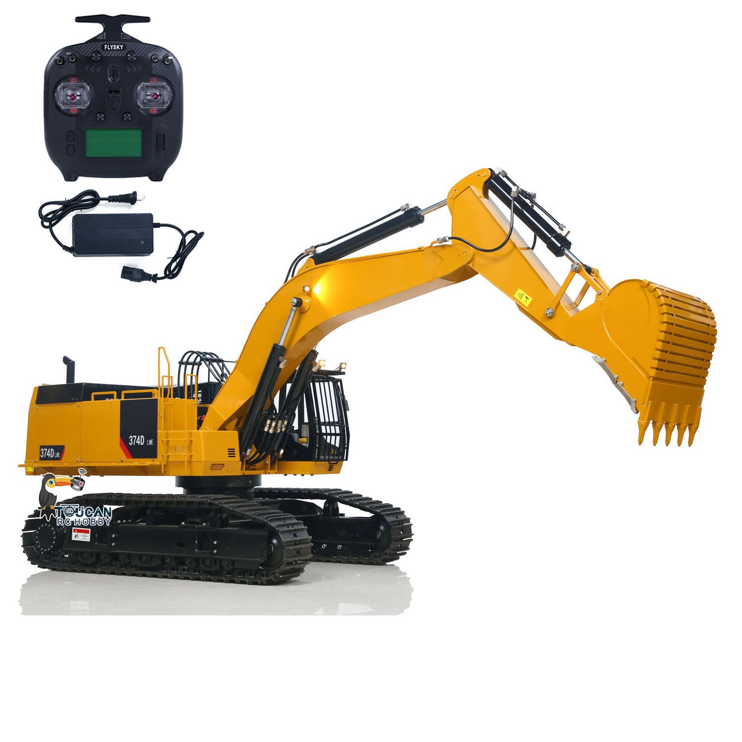 TYMX 1/8 metal hydraulic RC crawler excavator front left view