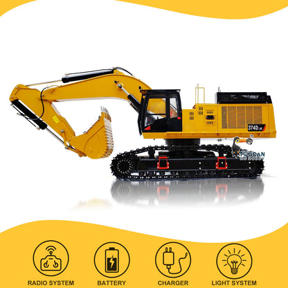 TYMX 1/8 metal hydraulic RC crawler excavator left side view with remote controller battery and charger