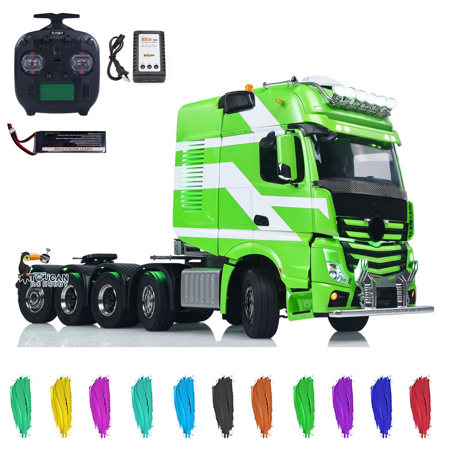 Unitru 01 Mercedes 3363 1/14 RC Semi Truck 10x10 Green and White