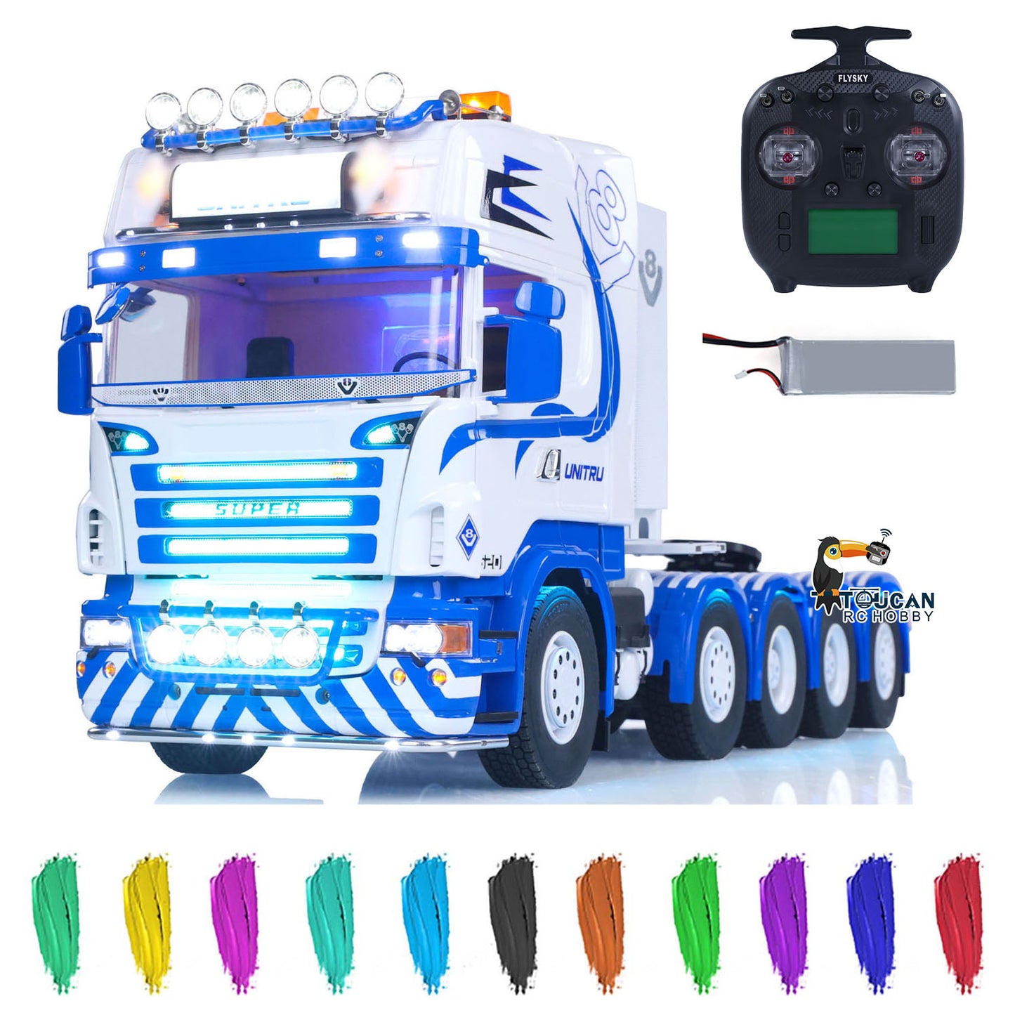Unitru 04 Scania 1/14 RC Articulated Truck 10x10 Full Metal Chassis Front View