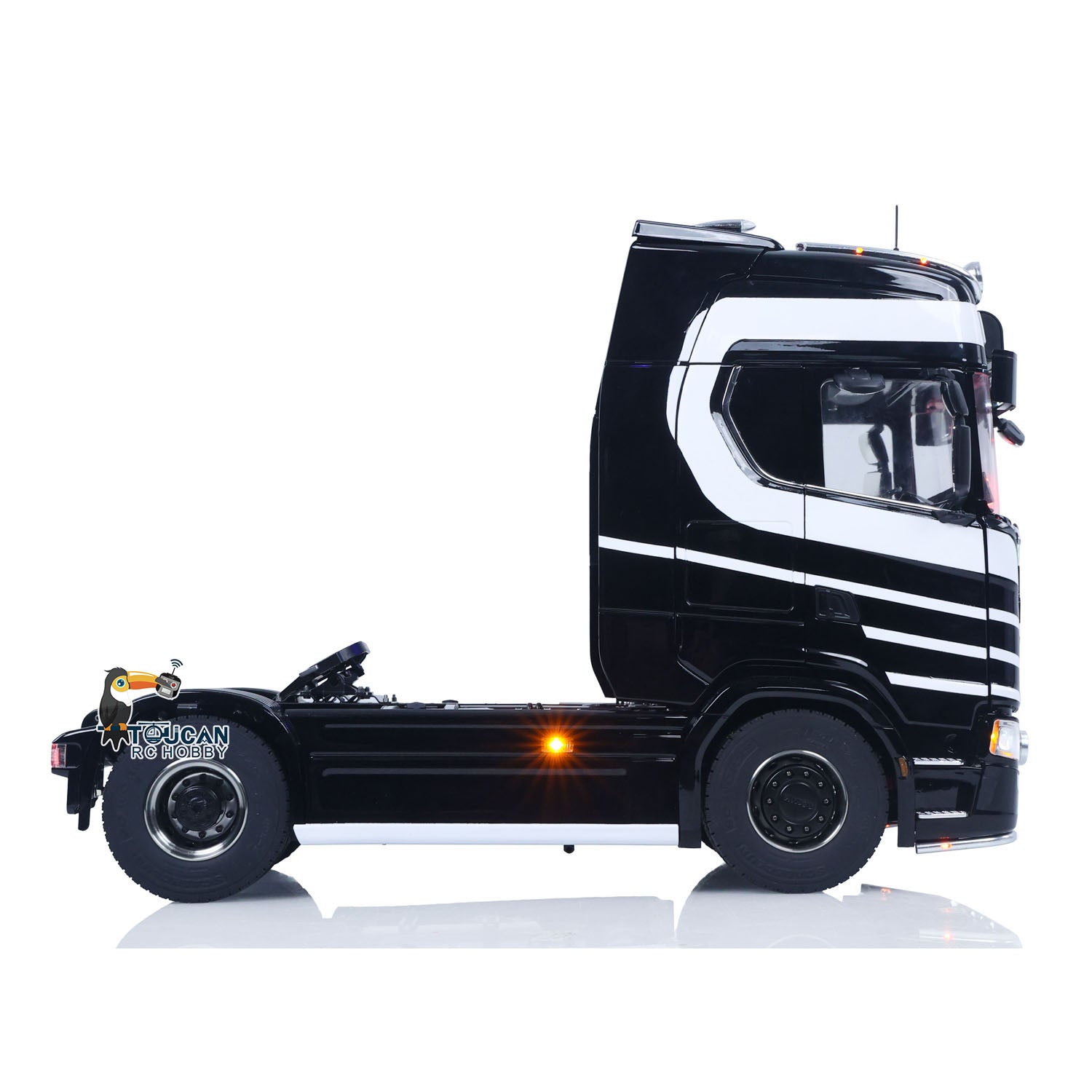 Unitru 05 770S 1/14 Heavy Duty RC Tractor Truck Black White Stripe Edition
