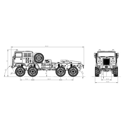 Fast Shipping 1/18 Remote Control Military Truck 8X8 All Wheel Steering Electric RC Off Road Vehicle Model 2Speed Gearbox RTR Metal Chassis