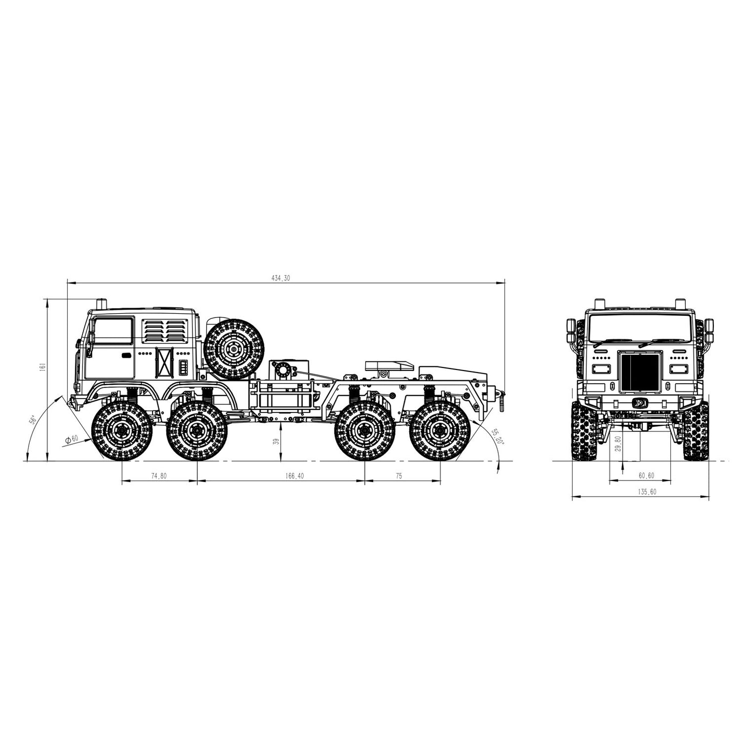US Stock RTR 1/18 Radio Control Military Truck 8*8 RC Off Road Vehicle 280 Brushed Motor Fifth Wheel Winch Metal Hook All Wheel Steering