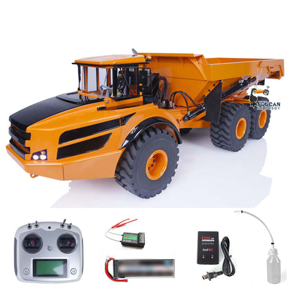XDRC 1/14 Hydraulic Articulated Dump Truck Orange Version Full Kit, With I6S Transmitter & Accessories, Multiple Color Options Available, Heavy Duty Metal Construction