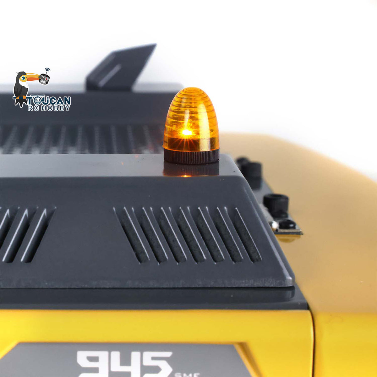 XDRC 945 1/14 Hydraulic Excavator Roof Close-Up, Warning Light & Rear Vent Grille Detail, Integrated Functional Lighting System