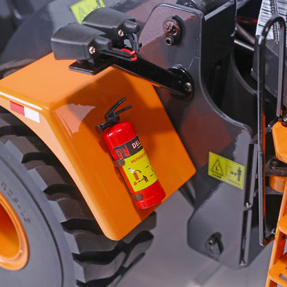 XDRC‑470 1/14 RC Hydraulic Wheel Loader Simulated Fire Extinguisher Decoration Close‑Up, Highly Restored Body Accessory Details