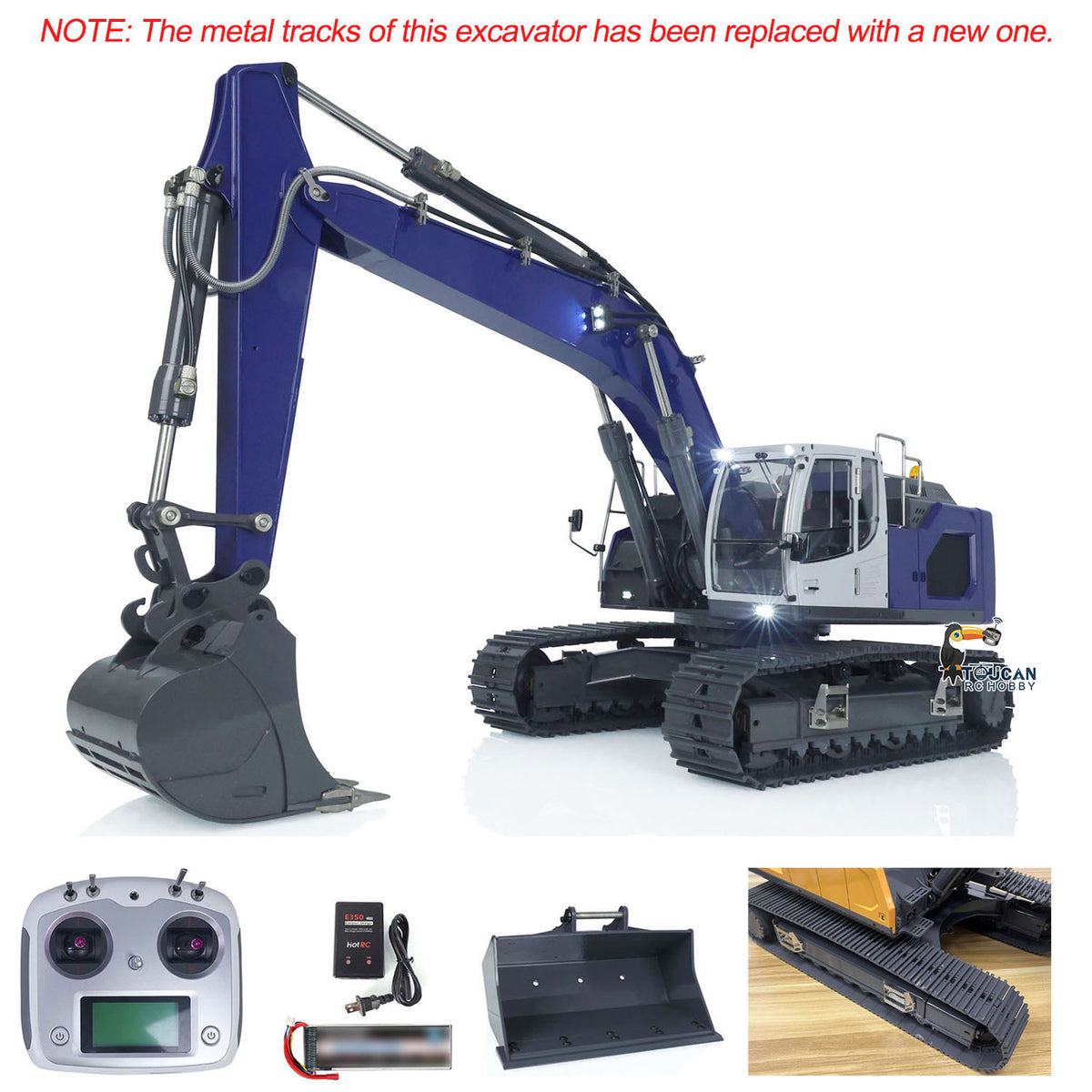 XDRC‑945 1/14 RC Hydraulic Excavator Blue Version, Brushless Hydraulic Pump Rated 3.5MPA, Almost Full‑Metal Construction