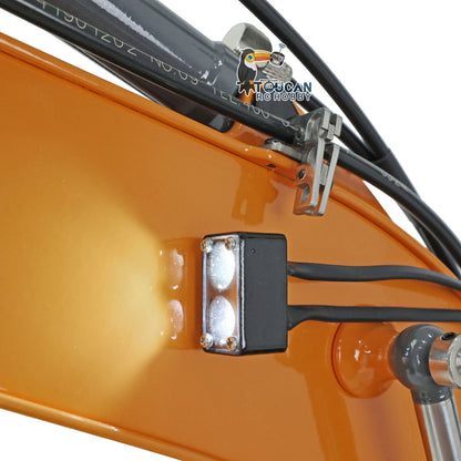 XDRC‑945 1/14 RC Hydraulic Excavator Boom Working Light And Cable Clip Close‑Up, Integrated Functional Lighting Components