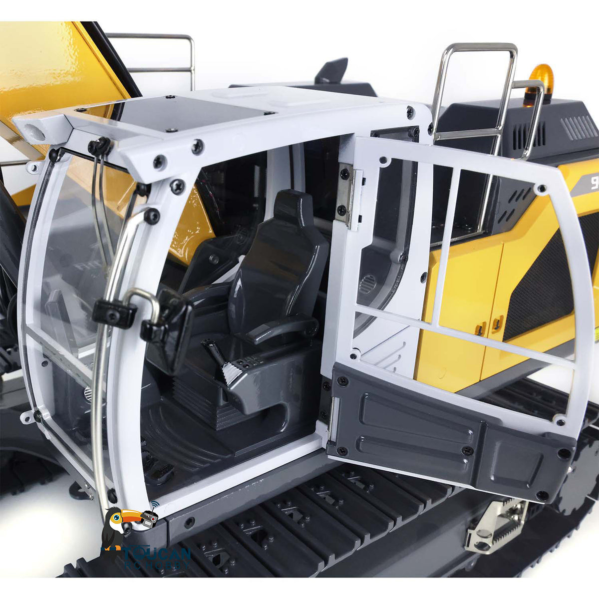 XDRC‑945 1/14 RC Hydraulic Excavator Cabin Outer Full‑Detail View, Simulated Operator Cab With Plastic Mirror & Interior Parts