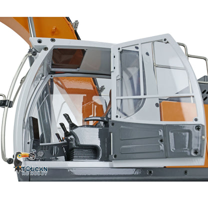 XDRC‑945 1/14 RC Hydraulic Excavator Cabin Outer View, Plastic Lamp Housing & Mirror Parts, Majority‑Metal Main Structure
