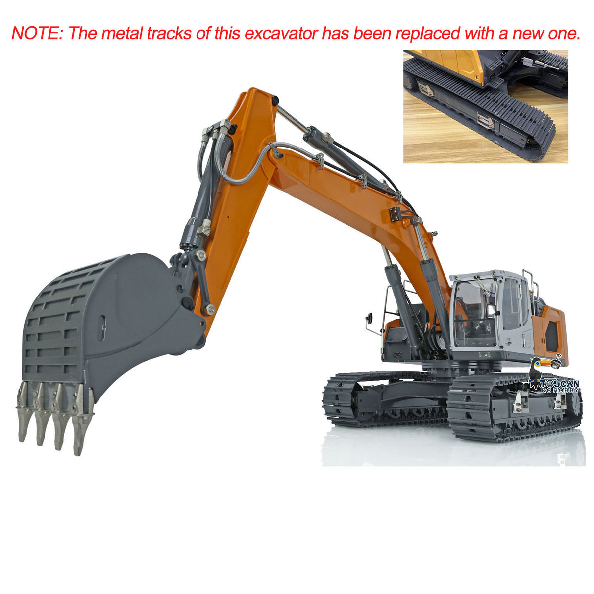 XDRC‑945 1/14 RC Hydraulic Excavator Orange High‑Lift Dumping Pose, 3‑Channel Hydraulic Reversing Valve Operation Demonstration